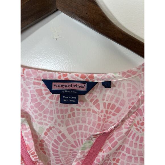 Vineyard Vines Women's Beach Cover Up Dress Size L Pink Resortcore Preppy Boho - Picture 3 of 8